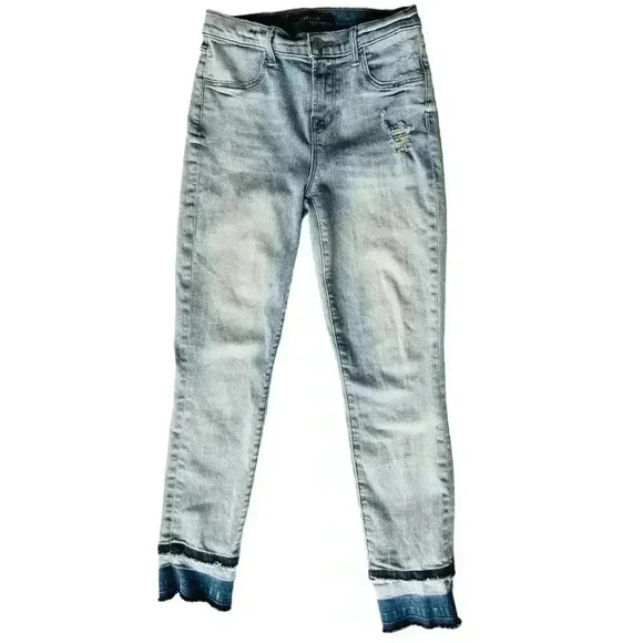 J BRAND Alana High Rise Ankle Crop Jeans Size 25 Remnant Tiered Frayed Hems - Picture 3 of 10